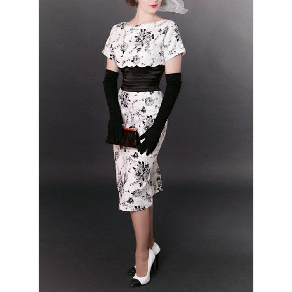 Tatyana Bettie Page Black & White Pencil Dress XXS